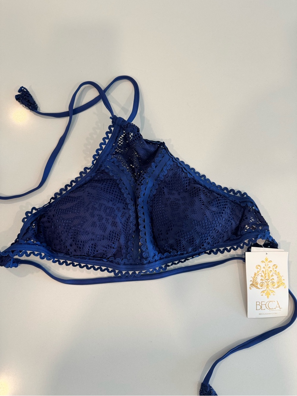 BECCA Deep Blue Lace bikini top